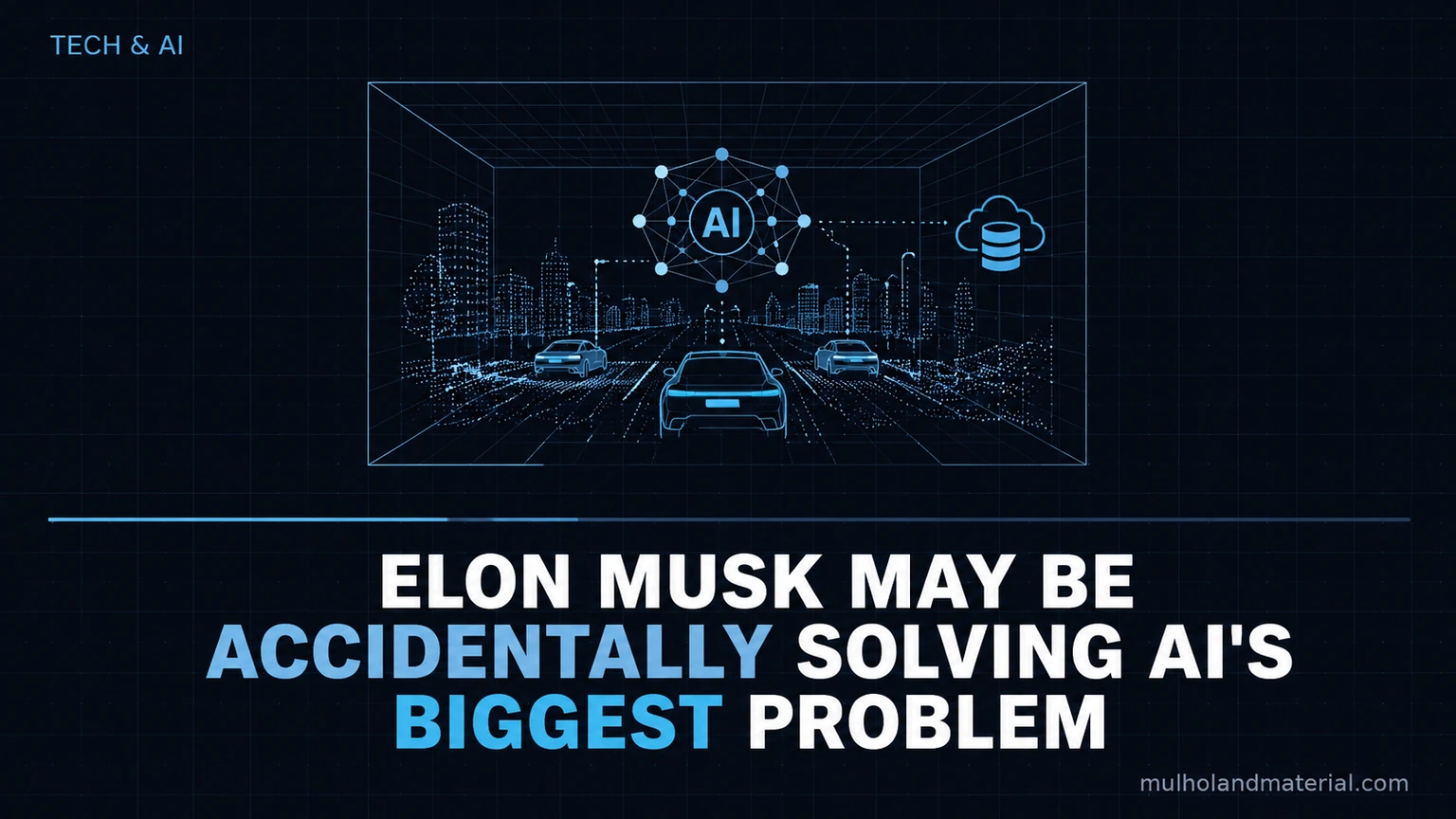 Editorial graphic showing autonomous vehicles feeding spatial data into AI systems.